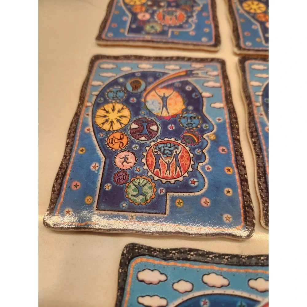 Set‎ Of 11 Astrological Mystical Zodiac Celestial Coasters Cork Backed Colorful